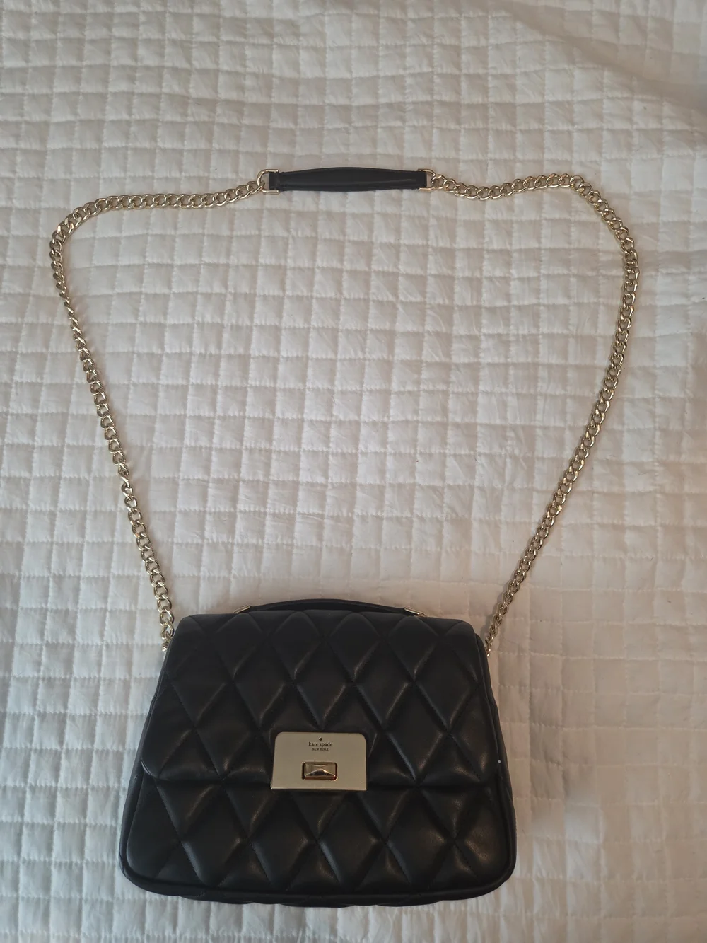 kate spade Black Quilted Leather Crossbody with Gold-Tone Turn Lock
